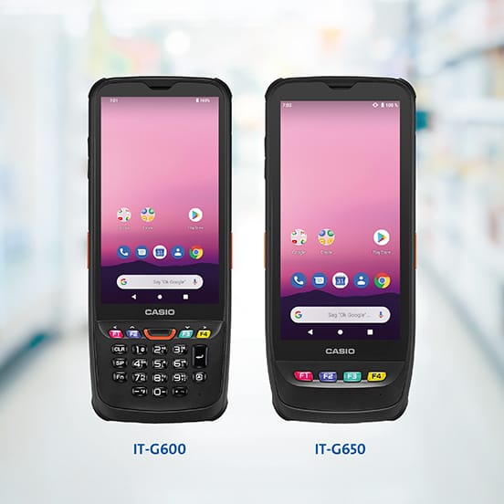 Kaufmodelle IT-G600 und IT-G650 (Android-Geräte) der Marke Casio.
